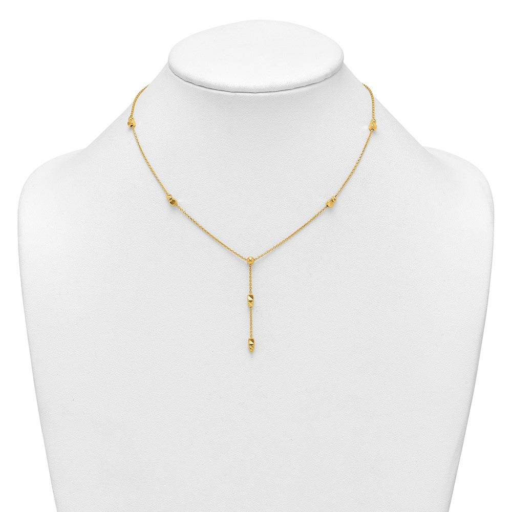 Polished Diamond-cut and Beaded Lariat Necklace Plus Extender - WBC