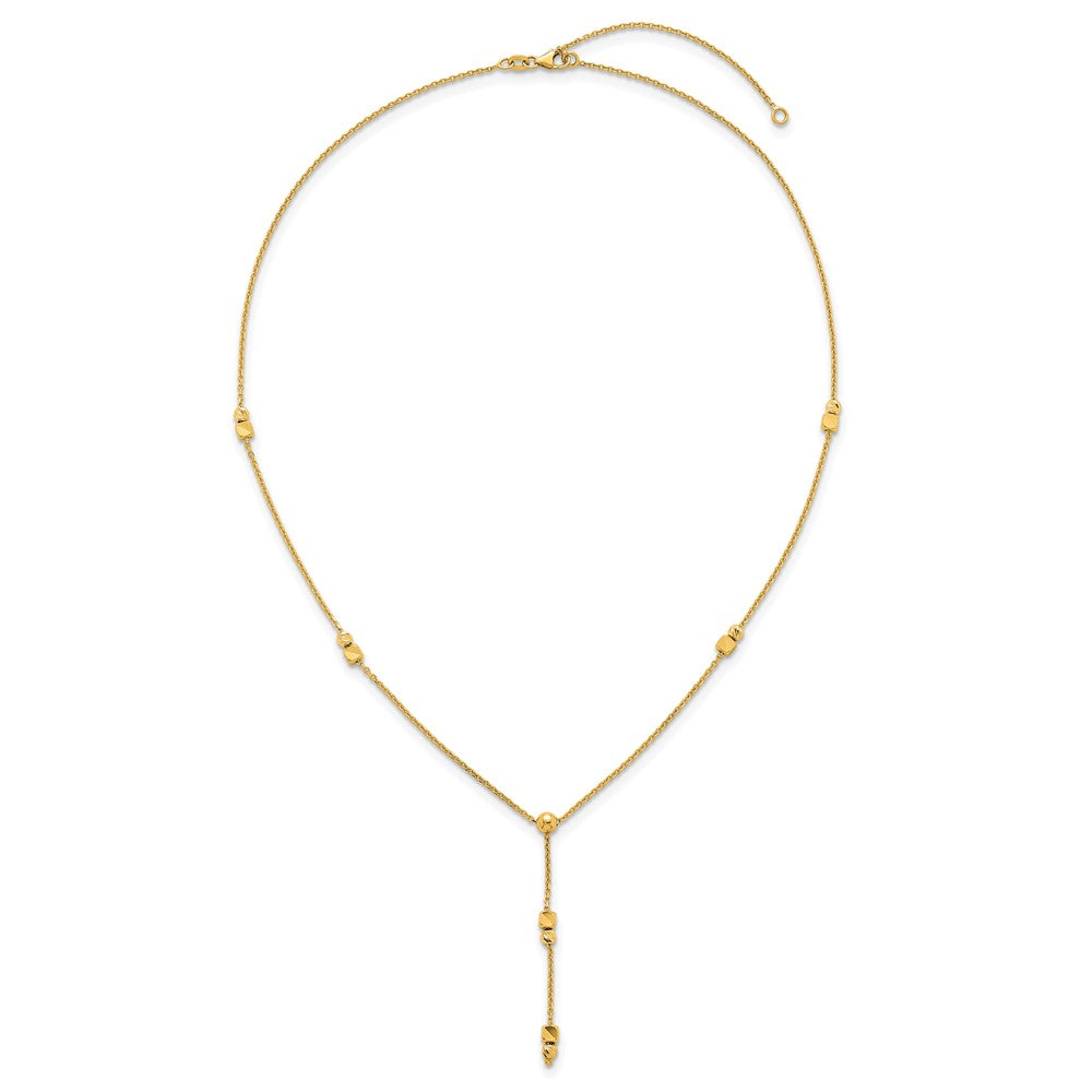 Polished Diamond-cut and Beaded Lariat Necklace Plus Extender - WBC