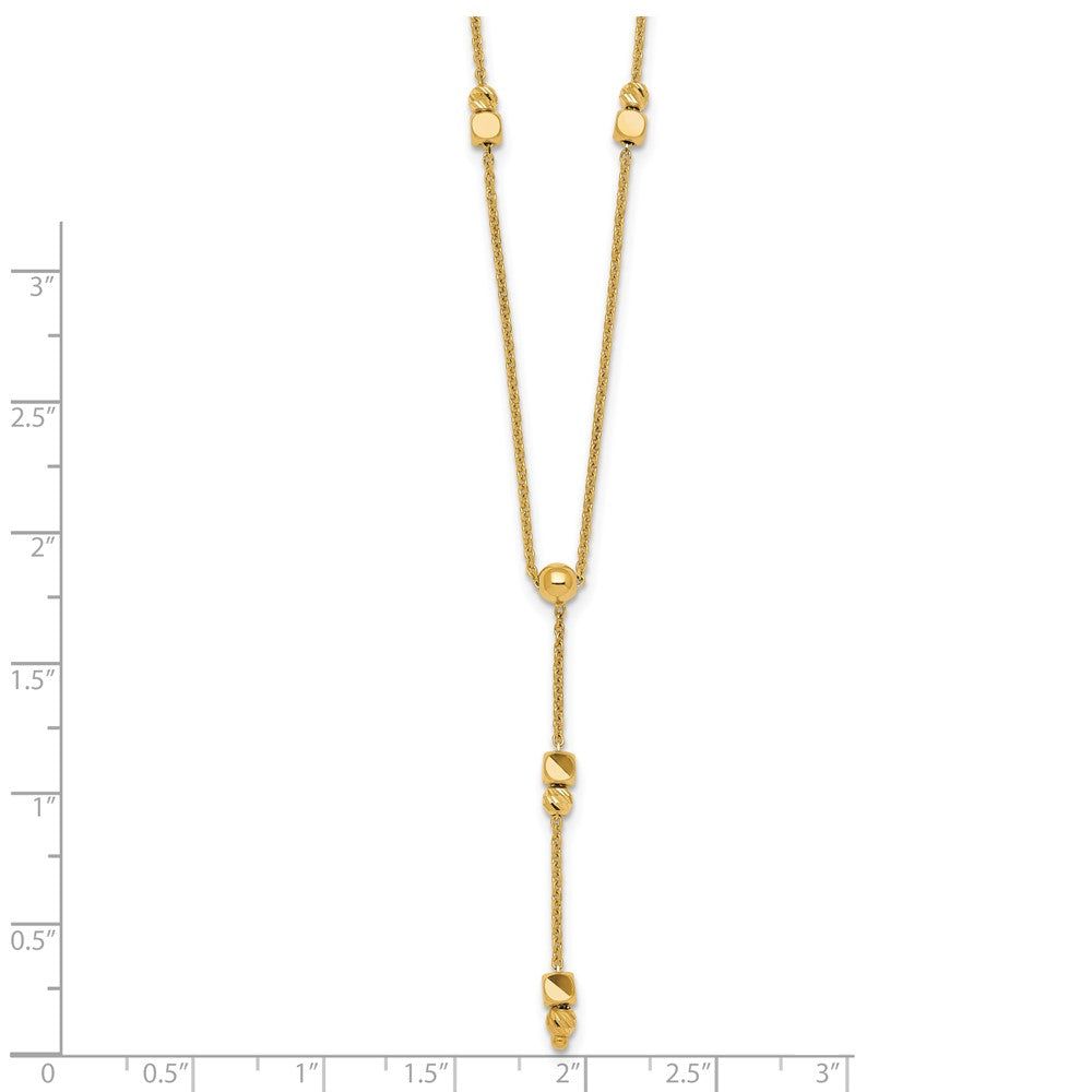 Polished Diamond-cut and Beaded Lariat Necklace Plus Extender - WBC