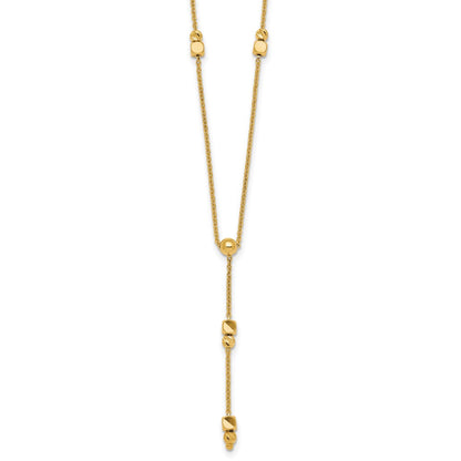 Polished Diamond-cut and Beaded Lariat Necklace Plus Extender - WBC