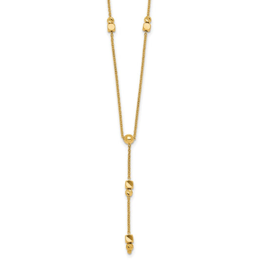 Polished Diamond-cut and Beaded Lariat Necklace Plus Extender - WBC