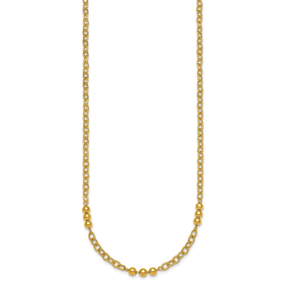 Polished Fancy Beaded and Cable Link Necklace - WBC