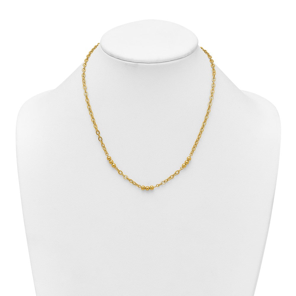 Polished Fancy Beaded and Cable Link Necklace - WBC