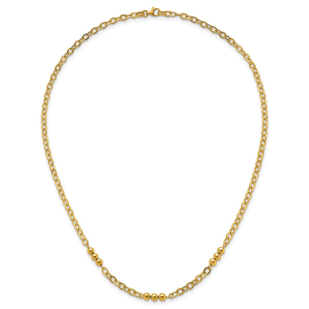 Polished Fancy Beaded and Cable Link Necklace - WBC