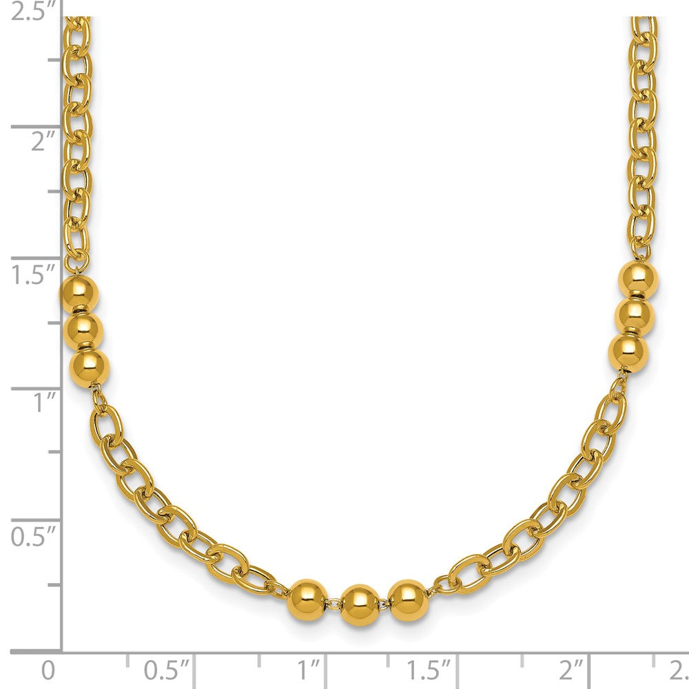 Polished Fancy Beaded and Cable Link Necklace - WBC