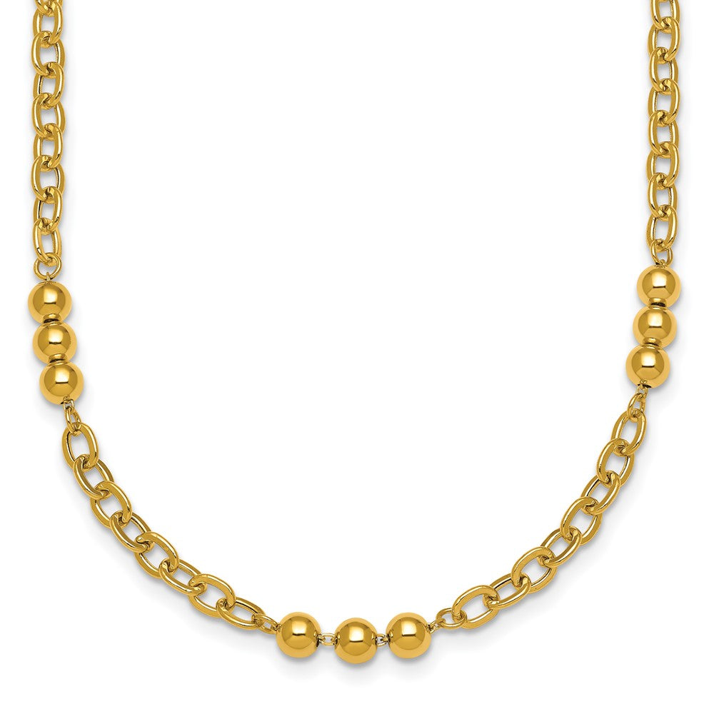 Polished Fancy Beaded and Cable Link Necklace - WBC