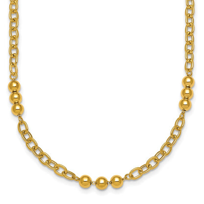 Polished Fancy Beaded and Cable Link Necklace - WBC