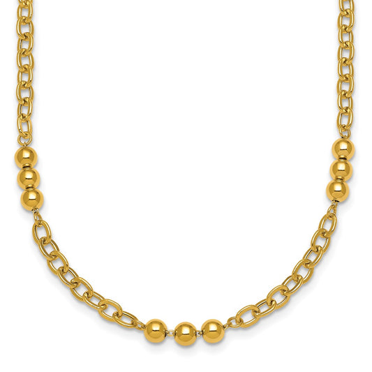 Polished Fancy Beaded and Cable Link Necklace - WBC