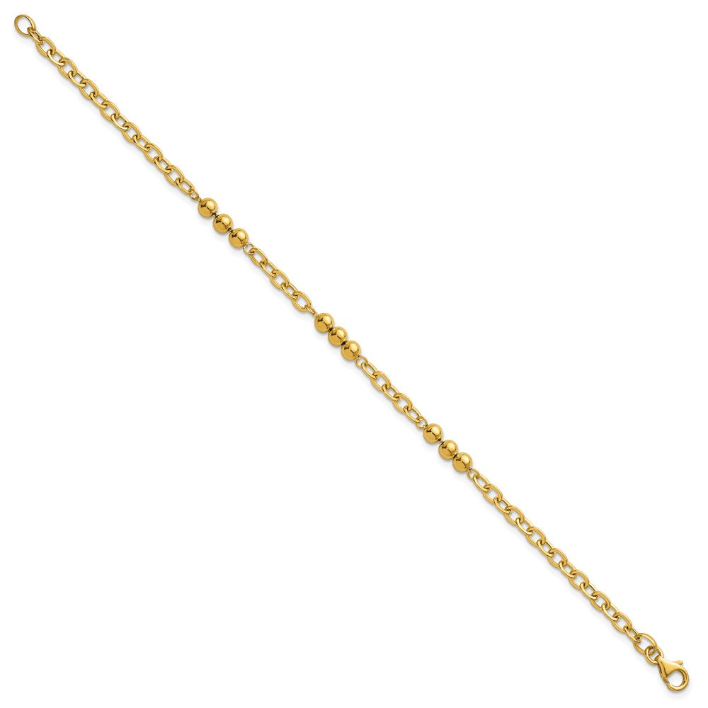 Polished Fancy Beaded and Cable Link Bracelet - WBC
