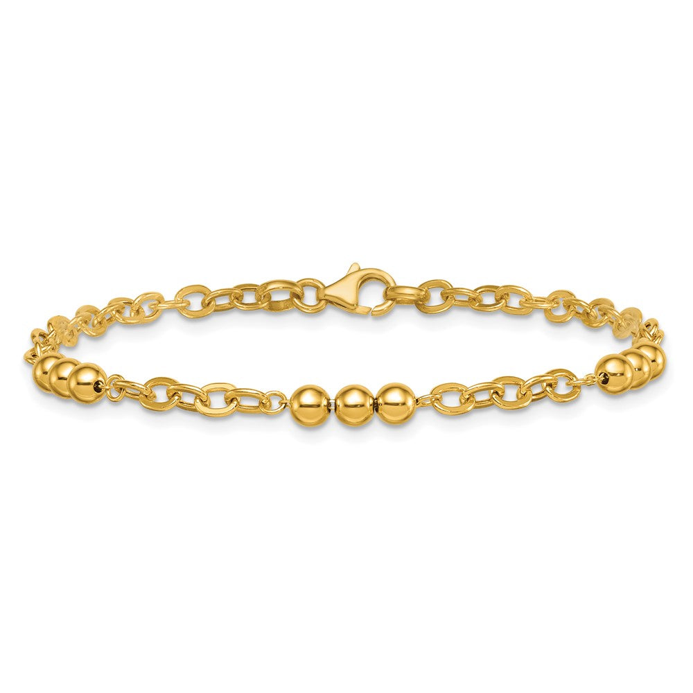 Polished Fancy Beaded and Cable Link Bracelet - WBC