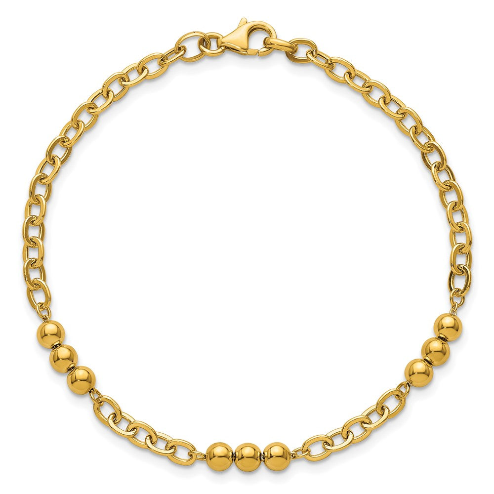 Polished Fancy Beaded and Cable Link Bracelet - WBC