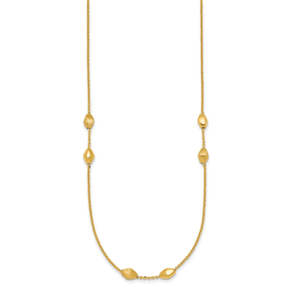 Polished and Brushed Oval Beaded 5-Station Necklace - WBC