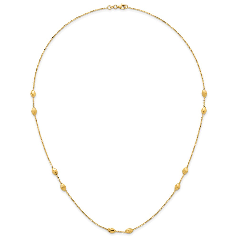 Polished and Brushed Oval Beaded 5-Station Necklace - WBC