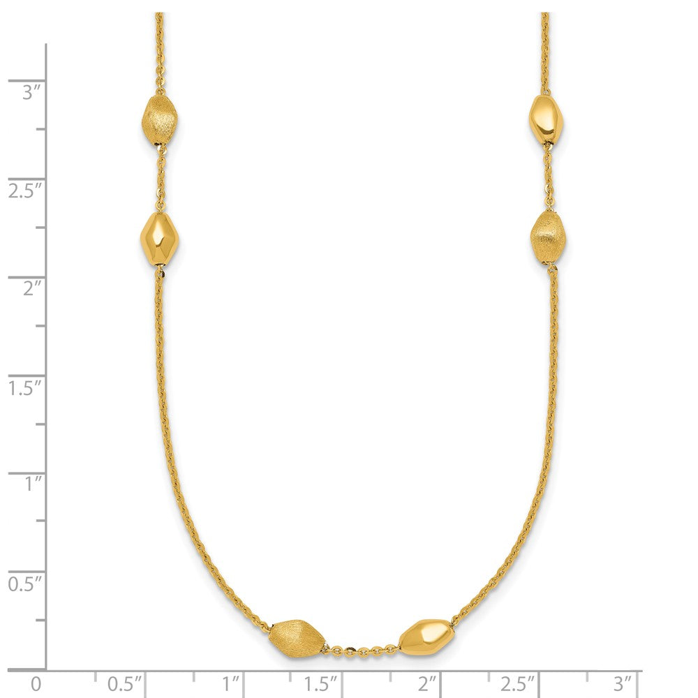 Polished and Brushed Oval Beaded 5-Station Necklace - WBC