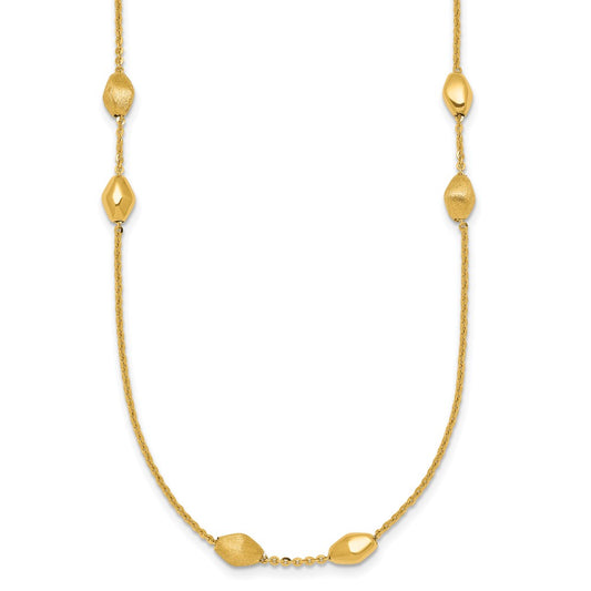 Polished and Brushed Oval Beaded 5-Station Necklace - WBC