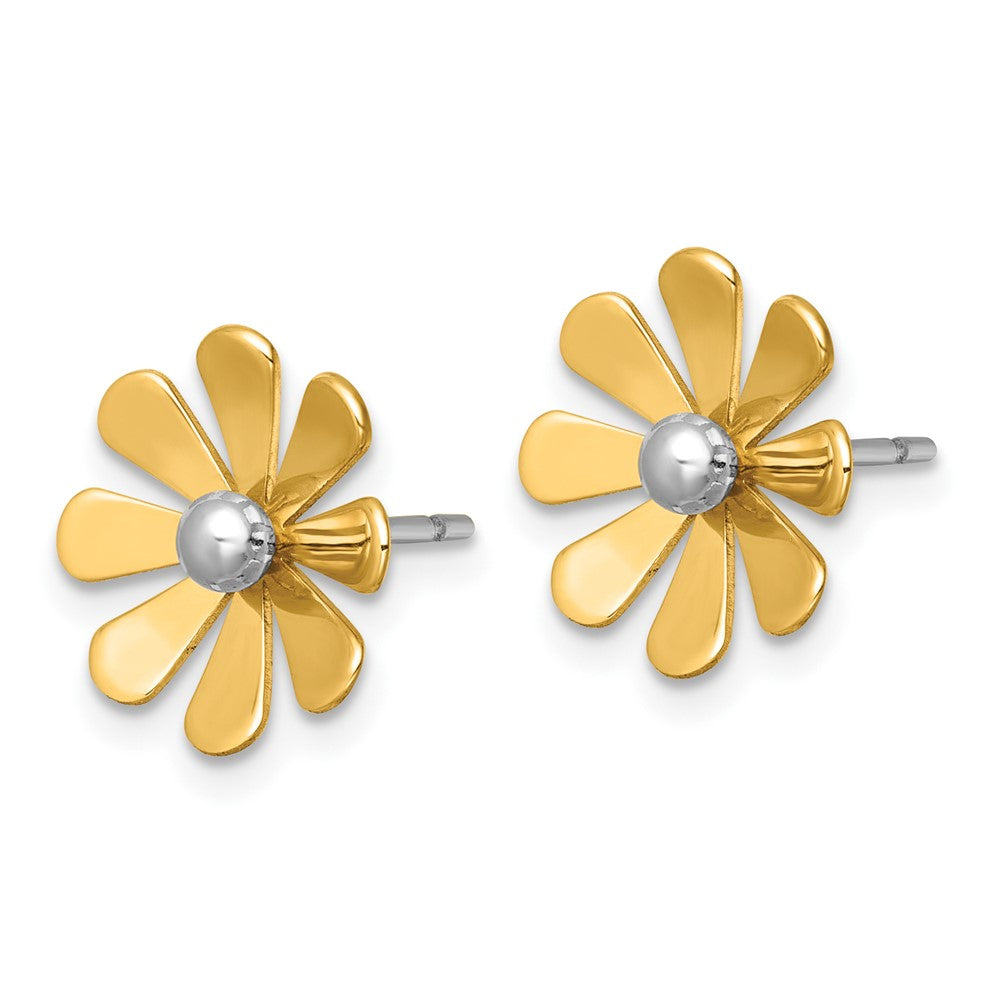 Polished Daisy with Rhodium Center Post Earrings - WBC
