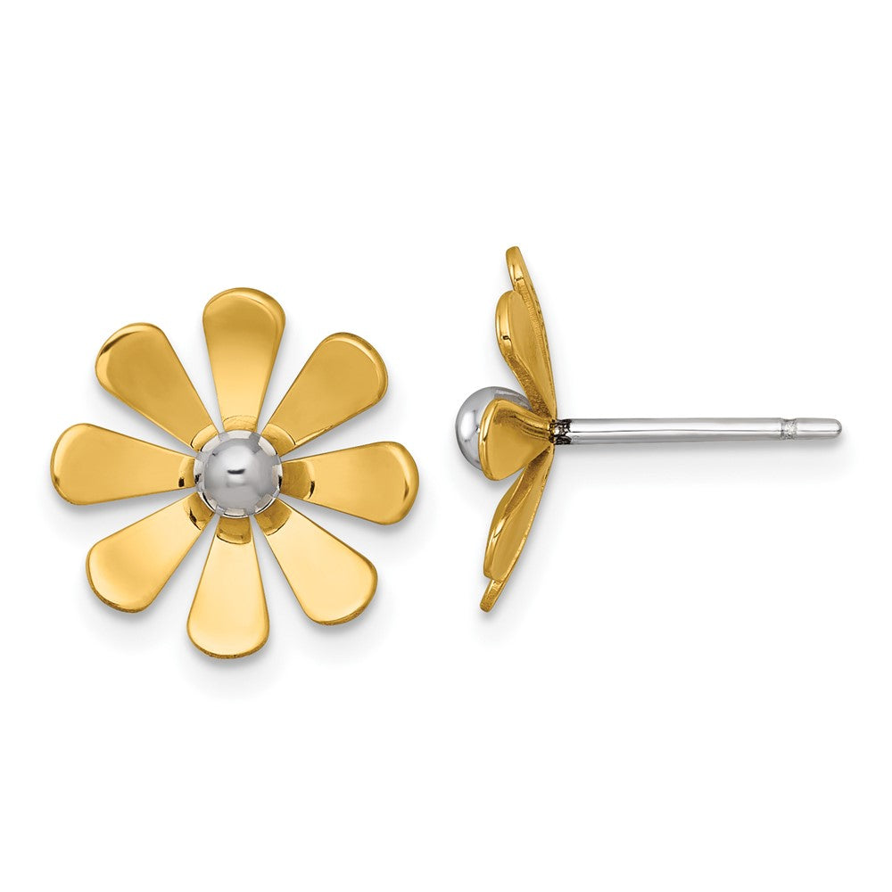 Polished Daisy with Rhodium Center Post Earrings - WBC