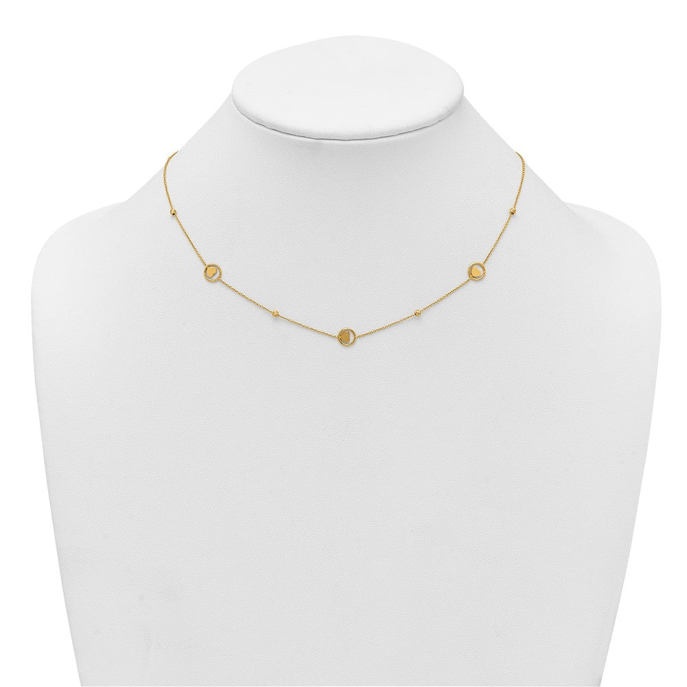 Polished Heart in Circle with Diamond-cut Beads 7-Station Necklace - WBC