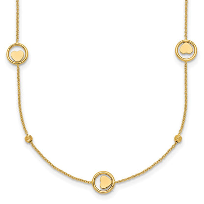 Polished Heart in Circle with Diamond-cut Beads 7-Station Necklace - WBC