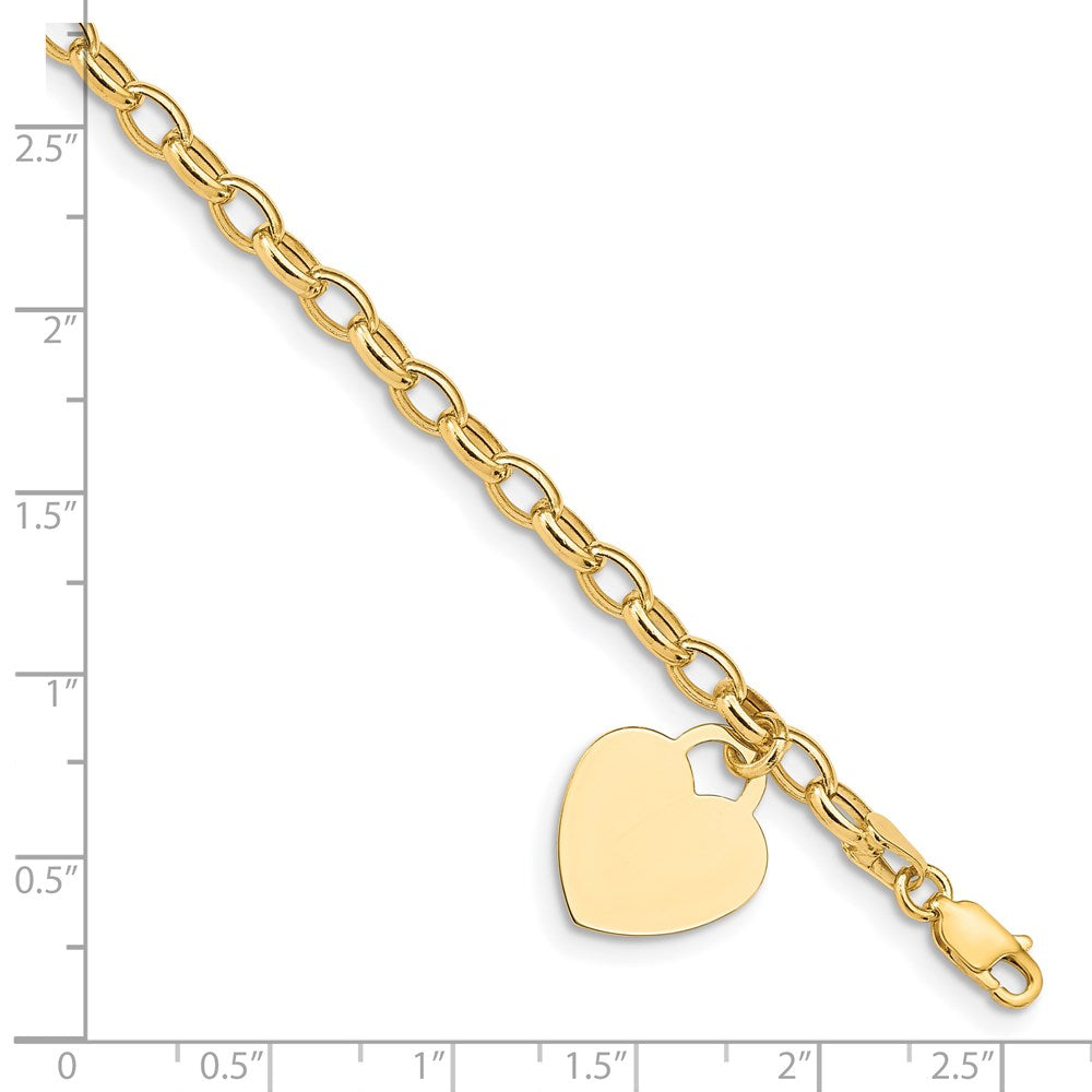 Engravable Solid Dangle Heart Charm and Hollow Chain Bracelet - WBC