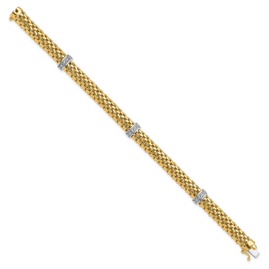 Two-Tone Polished Complete .05ct Diamond and Mesh Bracelet - WBC