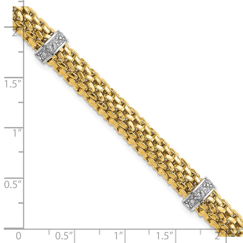 Two-Tone Polished Complete .05ct Diamond and Mesh Bracelet - WBC