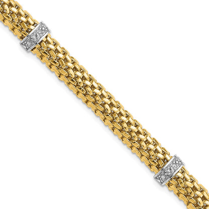 Two-Tone Polished Complete .05ct Diamond and Mesh Bracelet - WBC