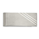 Chisel Stainless Steel Sterling Brushed with Silver Inlay CZ Money Clip