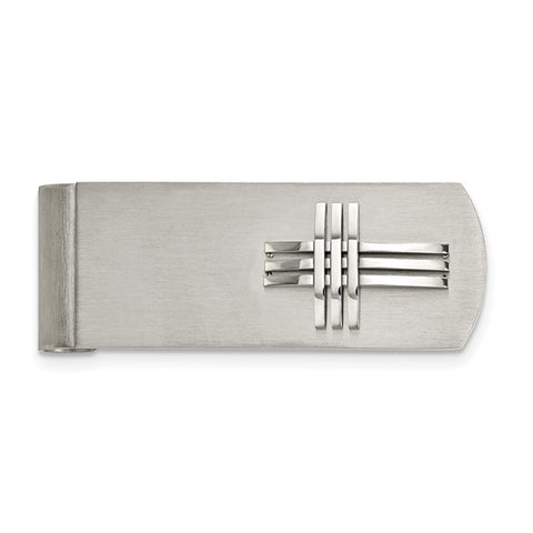 Chisel Stainless Steel Brushed and Polished Cross Money Clip