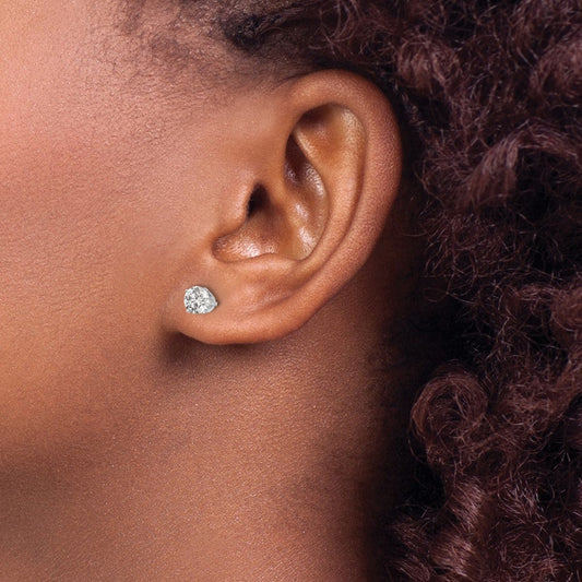 14K White Gold 1 ct I2 K-L Diamond Stud Push-on Earrings, 5mm
