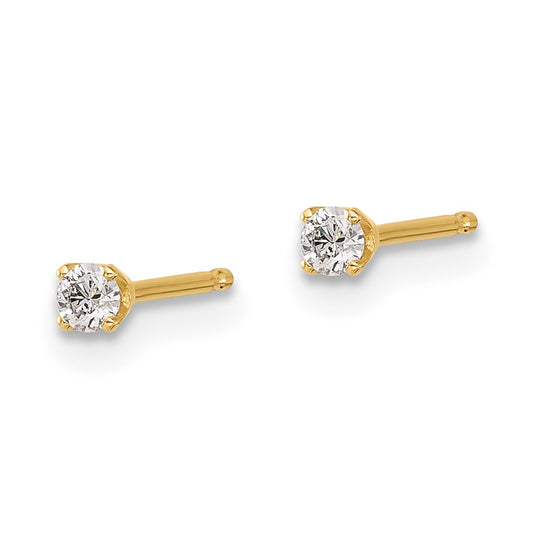 14y 10ct I1 J-K Diamond Stud Push-on Post Earrings - WBC