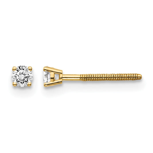 14ky .10ct. VS2/SI1 G-I Diamond Stud Thread on/off Post Earrings - WBC