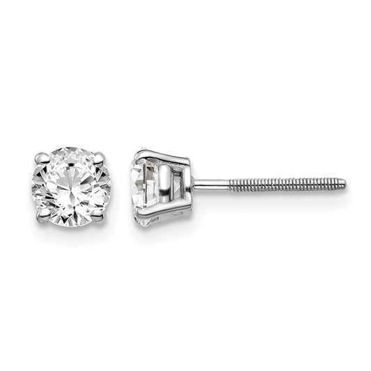14kw 1.00ct SI3 G-I Diamond Stud Thread on/off Post Earrings - WBC