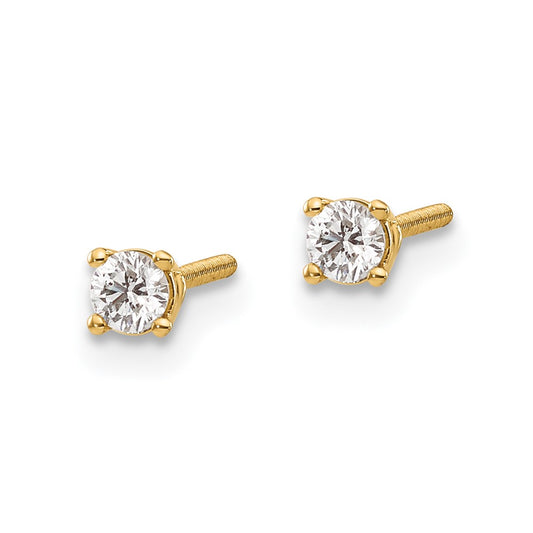 14ky .15ct. SI3 G-I Diamond Stud Thread on/off Post Earrings - WBC
