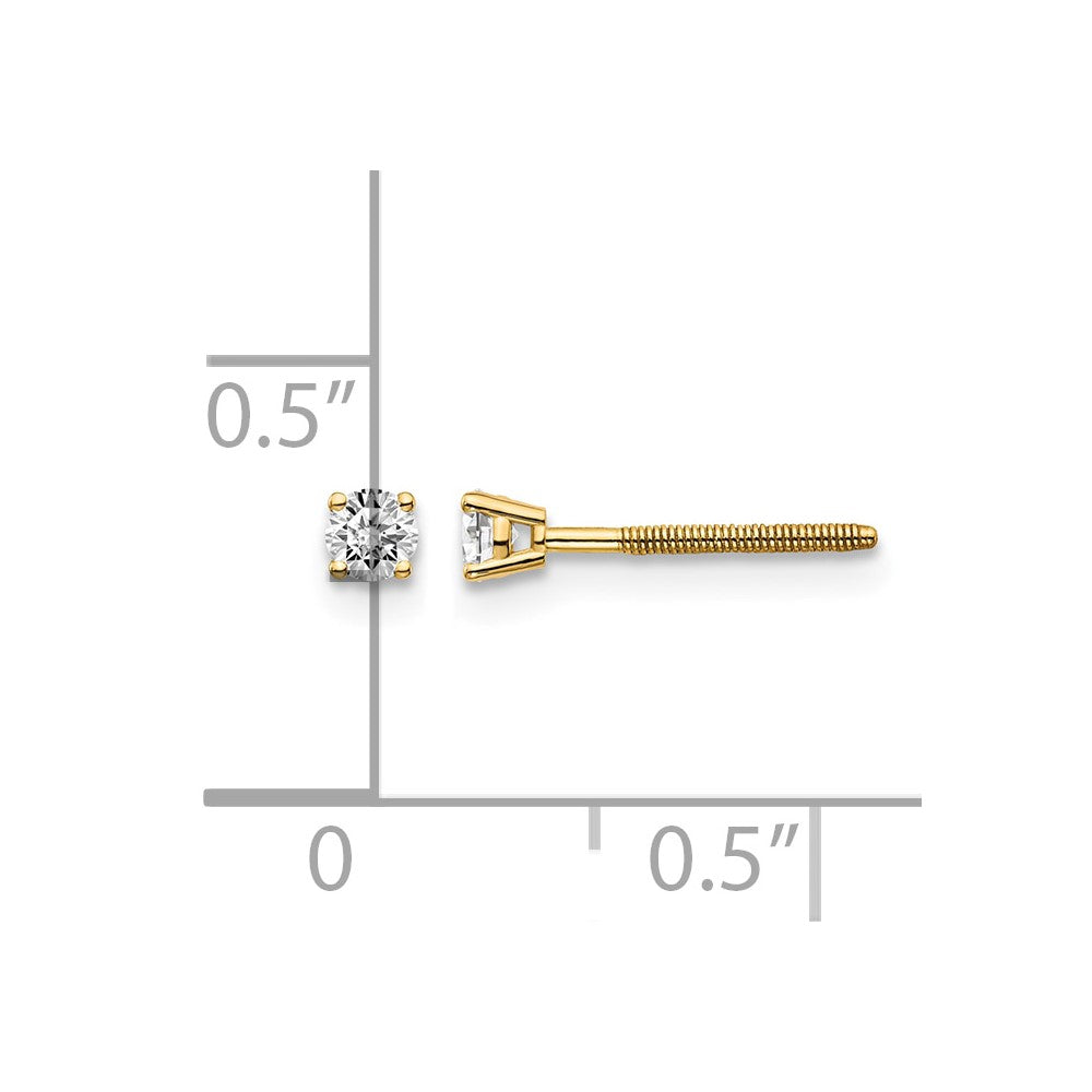 14ky .15ct. SI3 G-I Diamond Stud Thread on/off Post Earrings - WBC