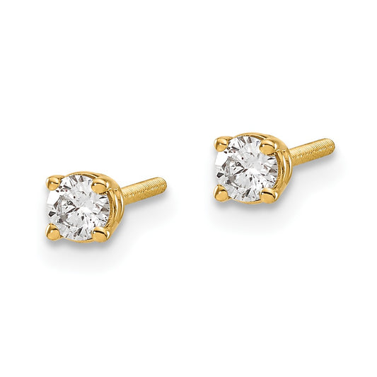 14ky .20ct. SI3 G-I Diamond Stud Thread on/off Post Earrings - WBC