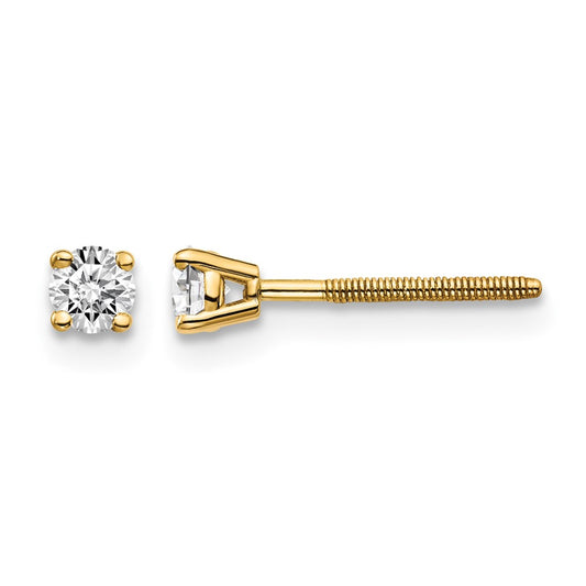 14ky .20ct. SI3 G-I Diamond Stud Thread on/off Post Earrings - WBC