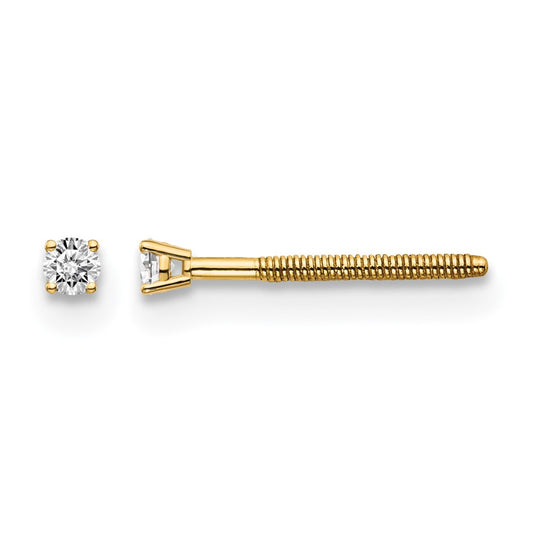 14ky .05ct. SI3 G-I Diamond Stud Thread on/off Post Earrings - WBC