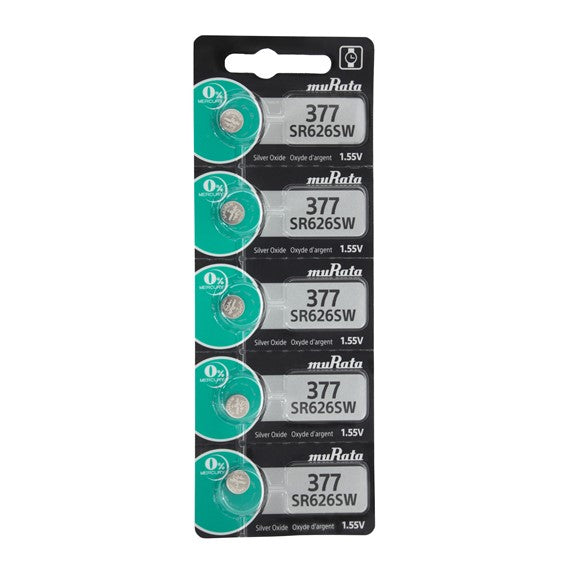 Pkg/5 Type 377 MuRata Watch Battery Tear Strip