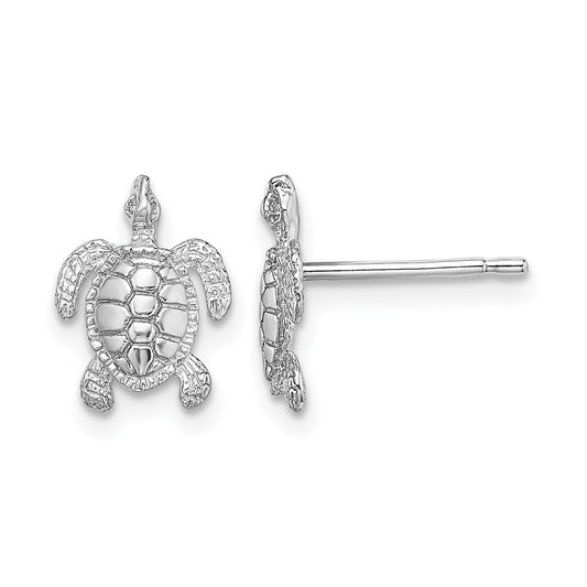 Polished and Textured Sea Turtle Post Earrings - WBC