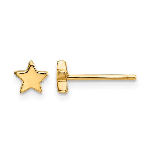 14K White Gold Polished Small Star Stud Earrings, 5.2mm