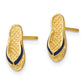 3-D with Blue Enamel Single Flip-Flop Post Earrings - WBC