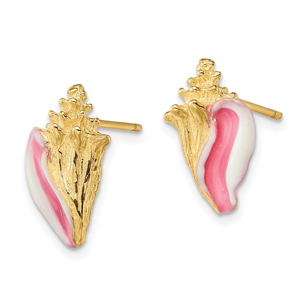 and Pink Enamel Conch Shell Post Earrings - WBC