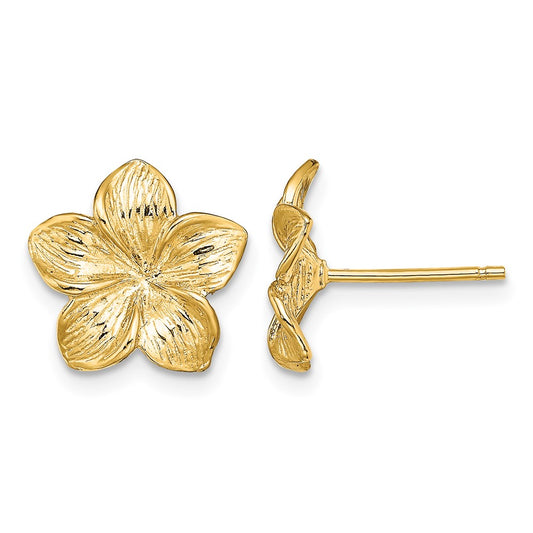 Textured Plumeria Flower Post Earrings - WBC