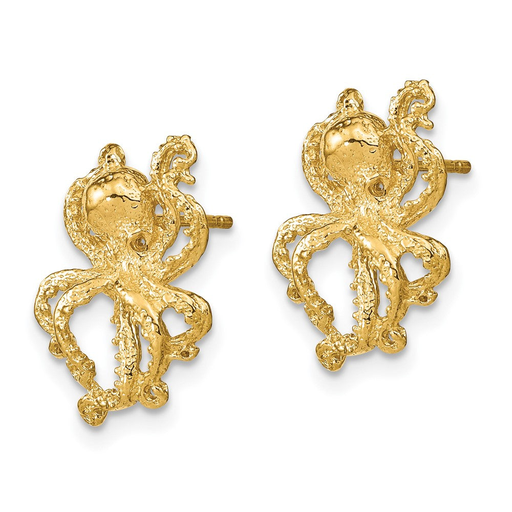 2-D Polished Octopus Post Earrings - WBC