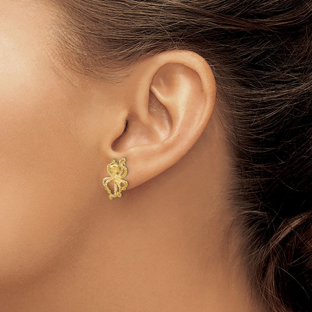 2-D Polished Octopus Post Earrings - WBC