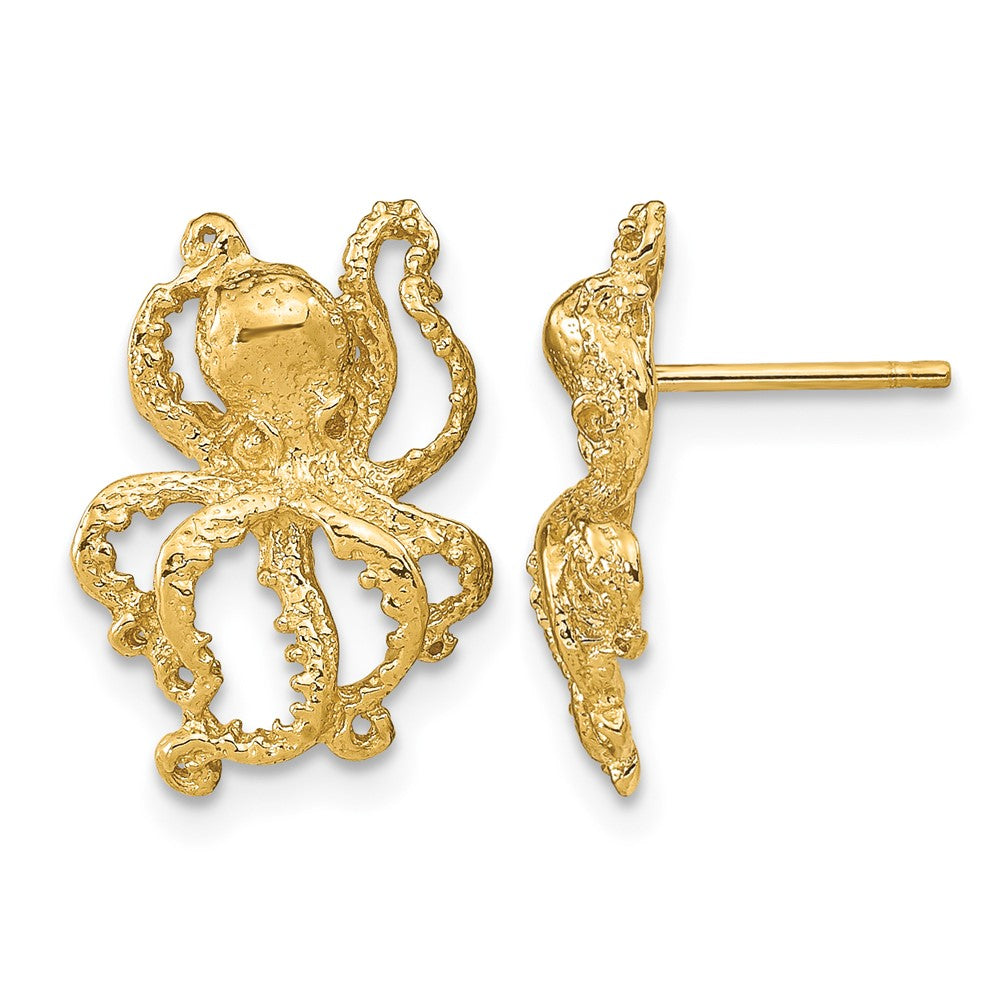 2-D Polished Octopus Post Earrings - WBC