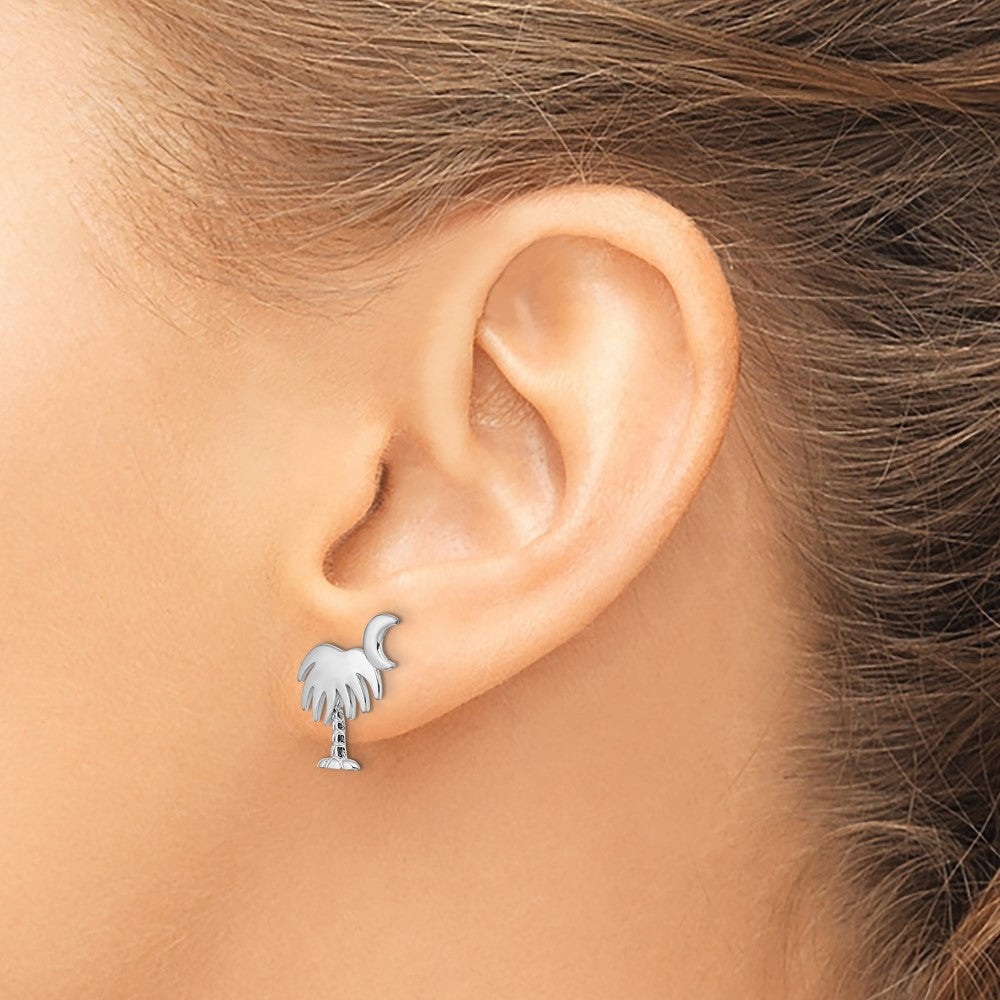 Charleston Palm Tree with Moon Post Earrings - WBC