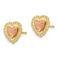 Two-Tone Diamond-cut Heart with Lace Trim Post Earrings - WBC