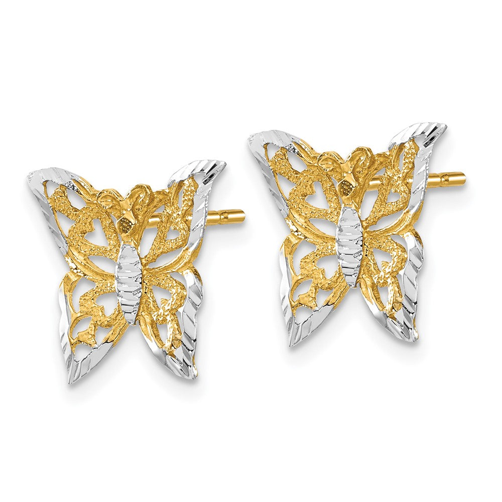 and Rhodium Cut-out Butterfly Post Earrings - WBC